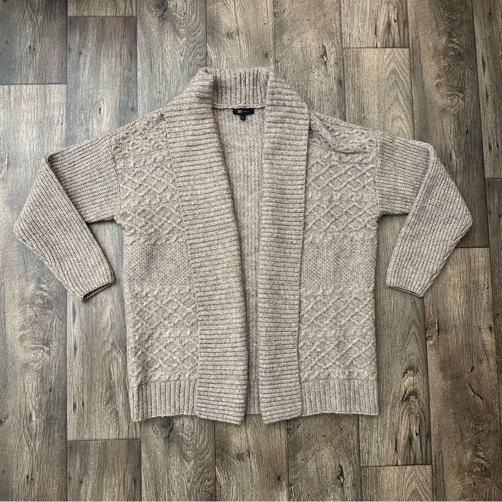 Frye Cardigan Open Front Sweater Women’s Size L Terrain Heather Beige brown